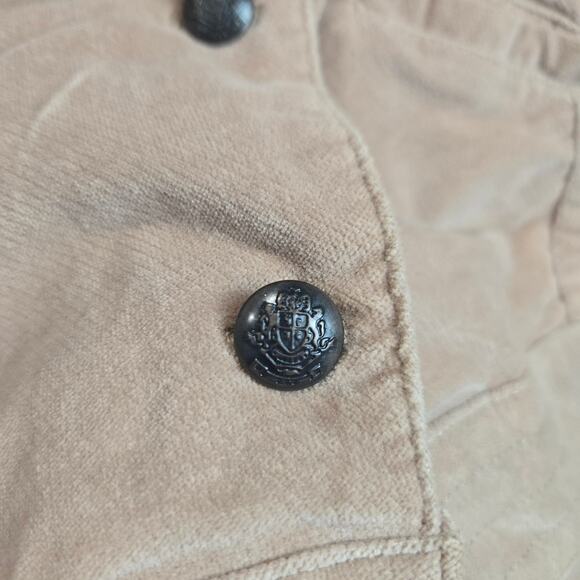 Free People Velvet Military Blazer Jacket Uncut Corduroy Ruffle Raw Hem Regency - Picture 2 of 7